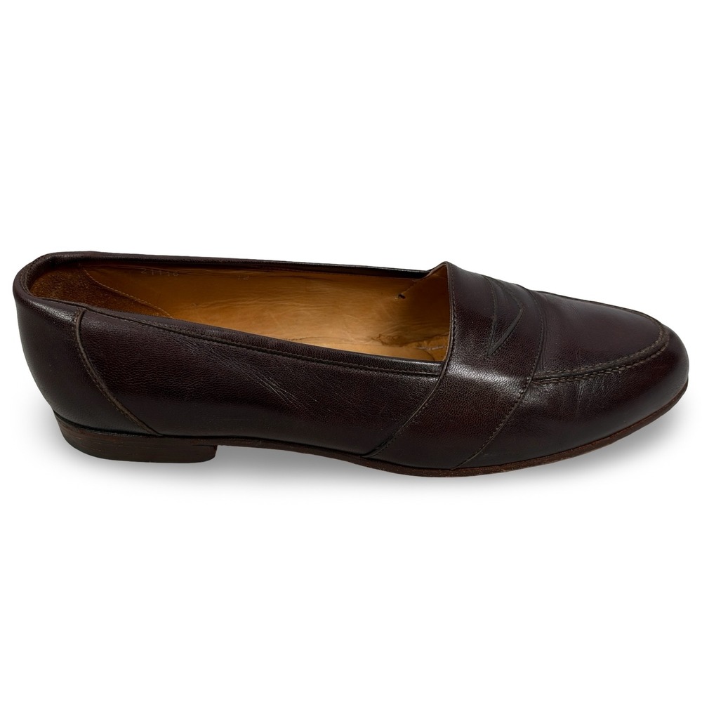 Santoni Mens 12 Dark Brown Leather Penny Loafers Made in Italy 21116 Slip On